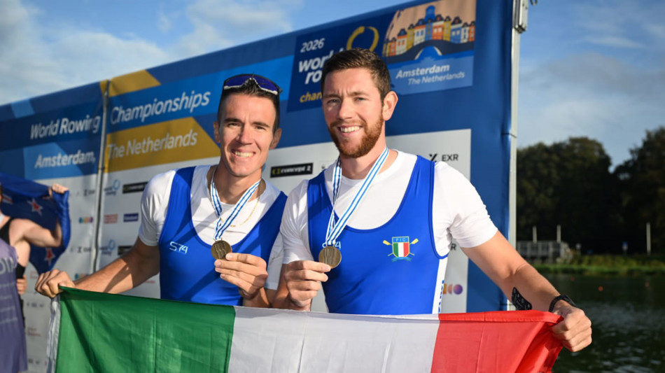  Canottaggio: Mondiali, ad Amsterdam bronzo per il due senza di Lodo e Codato 